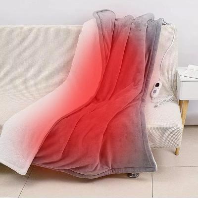 China ODM Battery Powered Heated Blanket Soft Fleece Portable USB Power Heating Throw Grey for sale