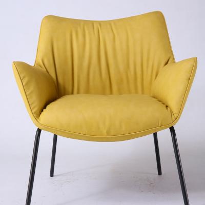 China Modern Living Room Sofa Chairs Simple Luxury Nordic New Design Metal Leg Yellow Armchairs for sale