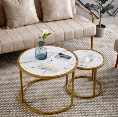 China New Design 2 Tier Living Room Furniture Wire Iron Modern Side Coffee Table Modern Marble Black Log Coffee Table for sale