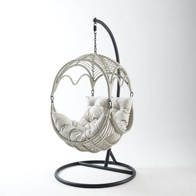 China Other Patio Swings Double Egg Rattan Swing Chair Hanging Chair With Metal Stand for sale