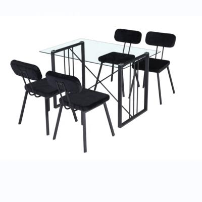 China Modern Snail Modern Glass Dining Table Set With 4 Piece Antique Furniture Time Style Item Chairs Original Material SFT Metal Type for sale