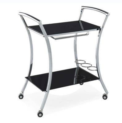 China Modern Luxury Nordic Design Metal Glass Console Table With 4 Wheels Kitchen Trolley for sale