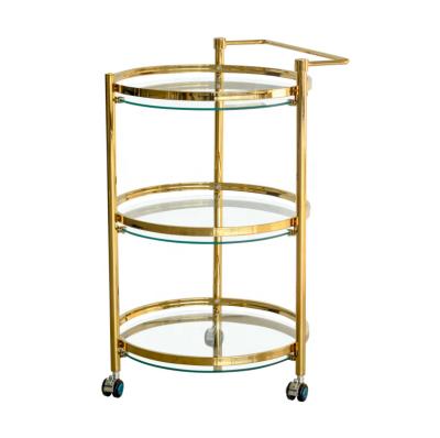 China Modern luxury modern restaurant hotel small round metal coffee table gold wood black square glass dining handcart for sale