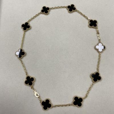 China 16in Vintage Alhambra Ketting 10 Motieven 18K Geel Goud Onyx Hoogwaardige Juwelen Merken Te koop