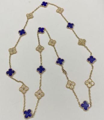 Cina VCA Replica Vintage Alhambra Collare 20 Motivi 18K Oro Giallo Diamante Lapis Lazuli in vendita