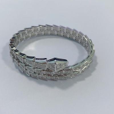 China Reprodução Bulgari Serpenti Viper Double Layer Wrap Bracelet 18K White Gold Pave Diamonds 18k ouro venda de jóias à venda