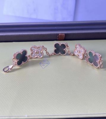 China 7.48 Inches Mother Of Pearl 18k Gold Bracelets Van Cleef Alhambra Bracelet 5 Motifs for sale