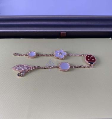 China Lucky Alhambra Pure 18K Rose Gold Bracelet with 5 Motifs for sale