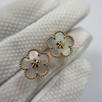 China 14mm Rose Gold 18k Gold Earrings 2 Stones Gold Diamond Pearl Earrings for sale