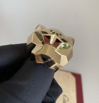 China De Cartier Pure 18k Gold Rings Lacquer Peridots Onyx 18k Gold Band Women'S for sale