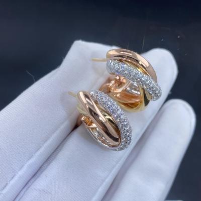 China Solid Round 18K Gold Jewelry Cartier Vvs Diamond Earrings Master Copy Real for sale