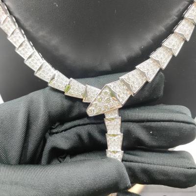 China Serpenti Viper Necklace In 18 Kt White Gold, Set With Full Pavé Diamonds for sale