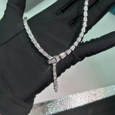 China Serpenti Viper Slim Necklace In 18 Kt White Gold, Set With Full Pavé Diamonds High Jewelry Brands for sale