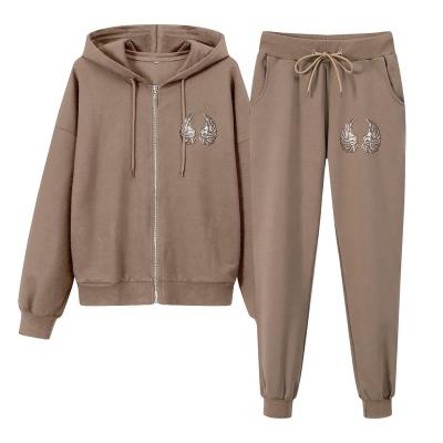 China 2023 Spring Casual Women Sweat Suits Set Premium Rhinestone Custom Organic Cotton 2 Piece Oversized Hoodie Set Women for sale