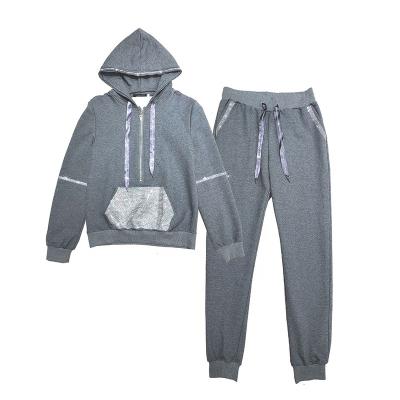 China Wholesale Custom Women's Anti-wrinkle Sports Solid Color Pullover Hoodie Set Hoodie and Sweatshirts and Two Piece Sweatpants for sale