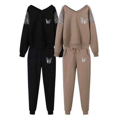 China 100% Breathable Cotton Crystal Rhinestone New Clothing Sets Customized Sweat Suits Kids Sets Two Piece Girls Sweat Suits Custom for sale