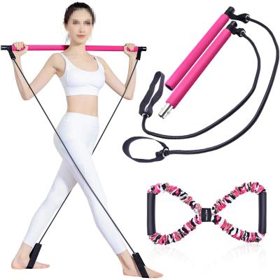 China Non-slip Adjustable Home Portable Pilates Bar Exercise Resistance Band Yoga Stick Toning Bar for sale