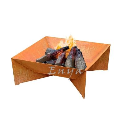 China Outdoor Modern Fire Pit With Mesh Cover Outdoor Metal Square Firepit for sale