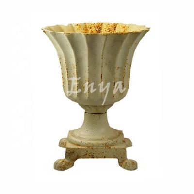 China Wholesale Europe Flower Cast Iron Footed Urn Backyard Indoor and Outdoor Home Gardening Pot Other Garden Supplies for sale