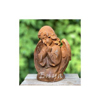 China Prayer Love Angel Fairy Figurine Statue Europe Garden Decor Antique Cast Iron Sculpture for sale