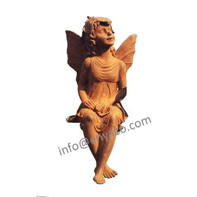 China Decorative Supplies Angel Statue Sitting Fairy Europe Cast Iron Garden Figurines for sale