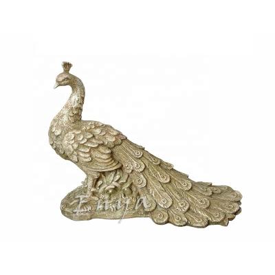 China Europe Antique Lawn Metal Peacock Statue Figurine Sculpture Standing Animals Garden Decoration for sale