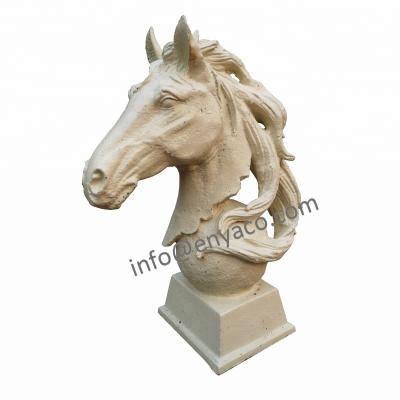 China Large Outdoor Vintage Traditional Cast Iron Horse Head Decor Sculptture Statue Animal Garden Decoration for sale