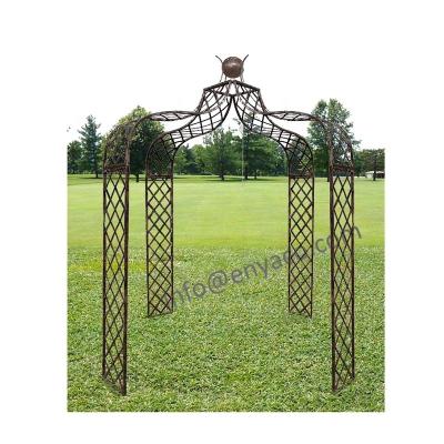 China Wholesale Easy Assembly Manufacturers Wrought Iron Garden Round Pergolas Steel Gazebo For Outdoor for sale