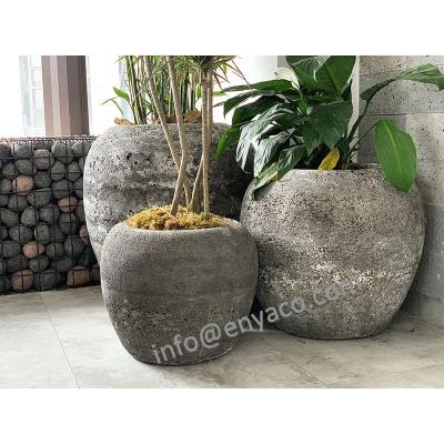 China Texture Lava Stone Garden Flower Pot, garden stone plant pot, garden honeycomb stone products for sale