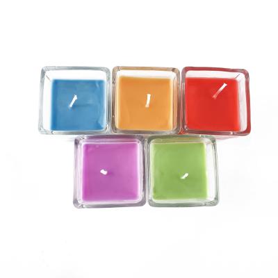 China Home Simple Romantic Glass Candle Holder DIY Aroma Square Aroma Decoration Scented Candle for sale