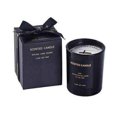 China Atmosphere Black Glass Scented Gift Home Decor Home Fragrance Candle Wax Soy Decoration Scented Candle for sale