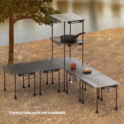 China Outdoor equipment hiking camping multifunctional splicing fitted and compact folding camping table set for outlie for sale