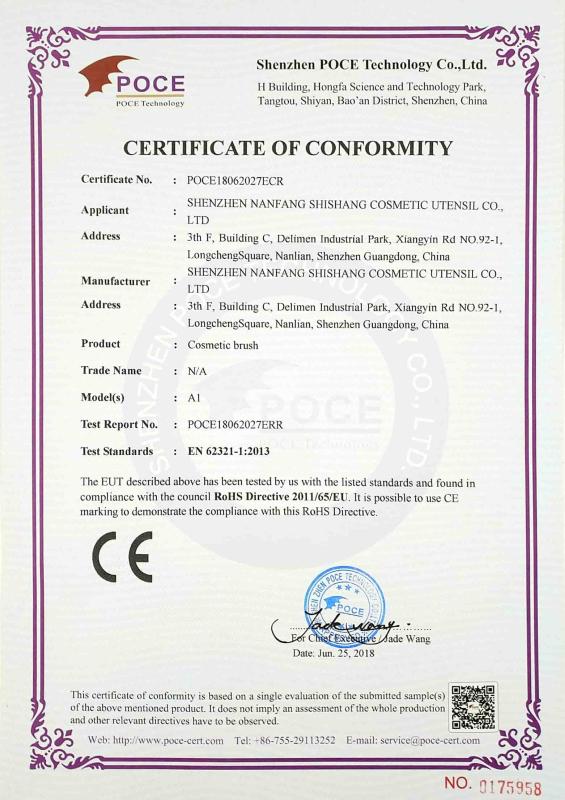 CE - Shenzhen Nanfang Shishang Cosmetic Utensil Co., Ltd.