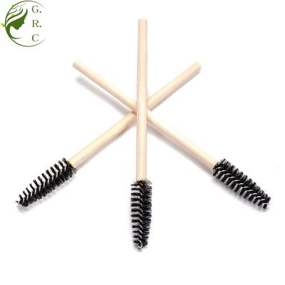 Китай Wooden Handle Tapered Eco-friendly Disposable Natural Bamboo Eyelash Sweep Nylon Fiber Mascara Wand Brush продается