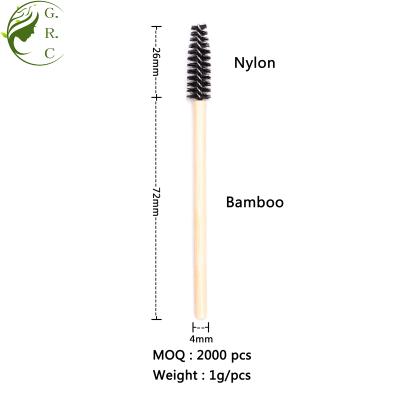 China JMJ- Disposable Eco-Friendly Tapered Handle Natural Bamboo Wooden Eyelash Brush Nylon Fiber Mascara Wand Brush for sale