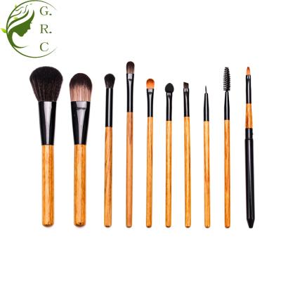 China Angular Blush China Manufacturers Free Samples 10pcs Synthetic Hair Wooden Makeup Set Brush for sale