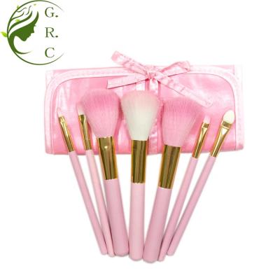 China Angular Blush Pink Color Makeup Brush Set Pink Powder Blush Eyebrow Eyelash Comb Brush for sale