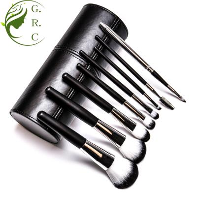 中国 Angular Blush GRC Black 8pcs Make Up Brushes With Logo Wholesale Makeup Cosmetic Brush Set 販売のため