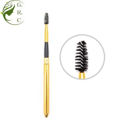 China Custom Eco-Friendly Mini Metal Rotating Retractable Mascara Travel Wand Eyelash Applicator Purple Gold Brush OEM Gold With A Cap Cover for sale