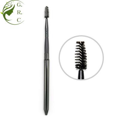 China custom black wooden spoolie metal handle applicator mascara wand retractable eyelash brush skin-friendly cover with cap for eyelash extensions for sale