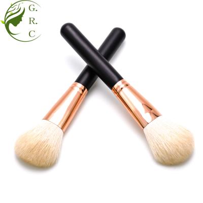 China Wholesale Free Sample Wooden Contour Logo Powder Brush Custom Makeup Brush White Goat Hair Blush To Make Up Brushes With Natural Hair for sale