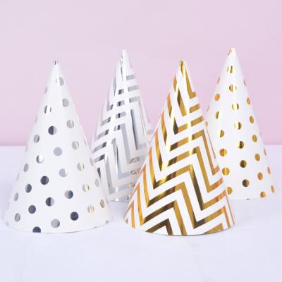 China Personal Silver Foiled Wave Birthday Party Paper Foiled Disposable Hat For Party Decoration for sale