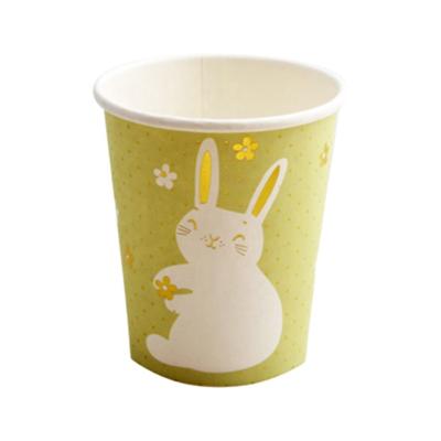 China Party Props Printing Cartoon Yellow Rabbits Party 9OZ Party Decoration Cartoon Disposable Paper Cups for sale