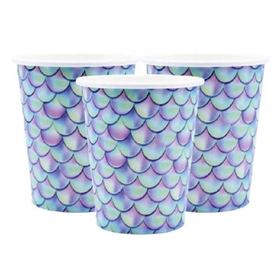 China Party Props Print 9OZ Mermaid and Shark Party Decoration Cheap Price Cartoon Disposable Paper Cups for sale