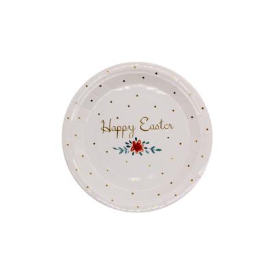 China Country Gold Foiled Pentagram Design With White Cardboard Dish High Quality Party Paper Plates for sale