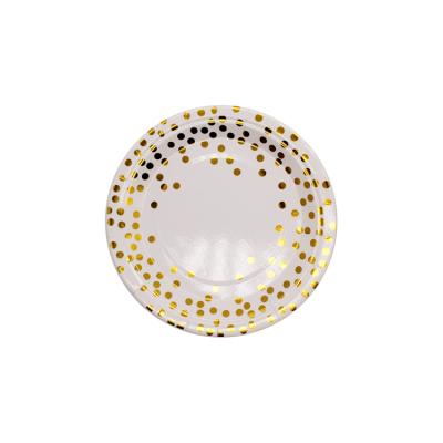 China Party Props Stocked Laser Shinning Colored Style 7/9 Inch Party Paper Plate Tableware Sets For Home for sale