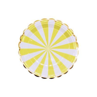 China White Paperboard Stocked Multi Color Printed With Hot Gold Foiled Lace Up High Quality Party Paper Plate for sale