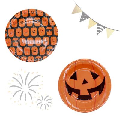 China Party Decoration Manufacturing Halloween Wholesale High Quality Round Customer Party Paper Plate Disposable Tableware for sale