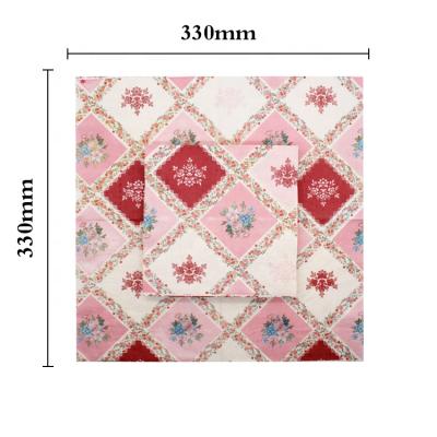 China Wedding 33*33cm Dinner Lunch Printed Flowers Decoupage Party Paper Napkin For Valentine for sale