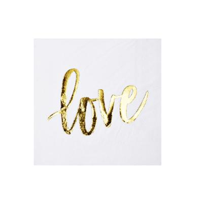 China Gold Foiled Design Factory Gold Foiled Love Styles With White Paper Disposable Cocktail Paper Napkins for sale